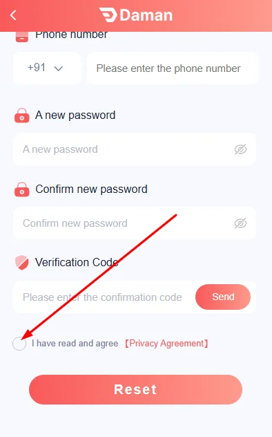accept the privacy agreement